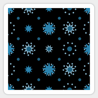 Suns and Dots Blue on Black Repeat 5748 Sticker